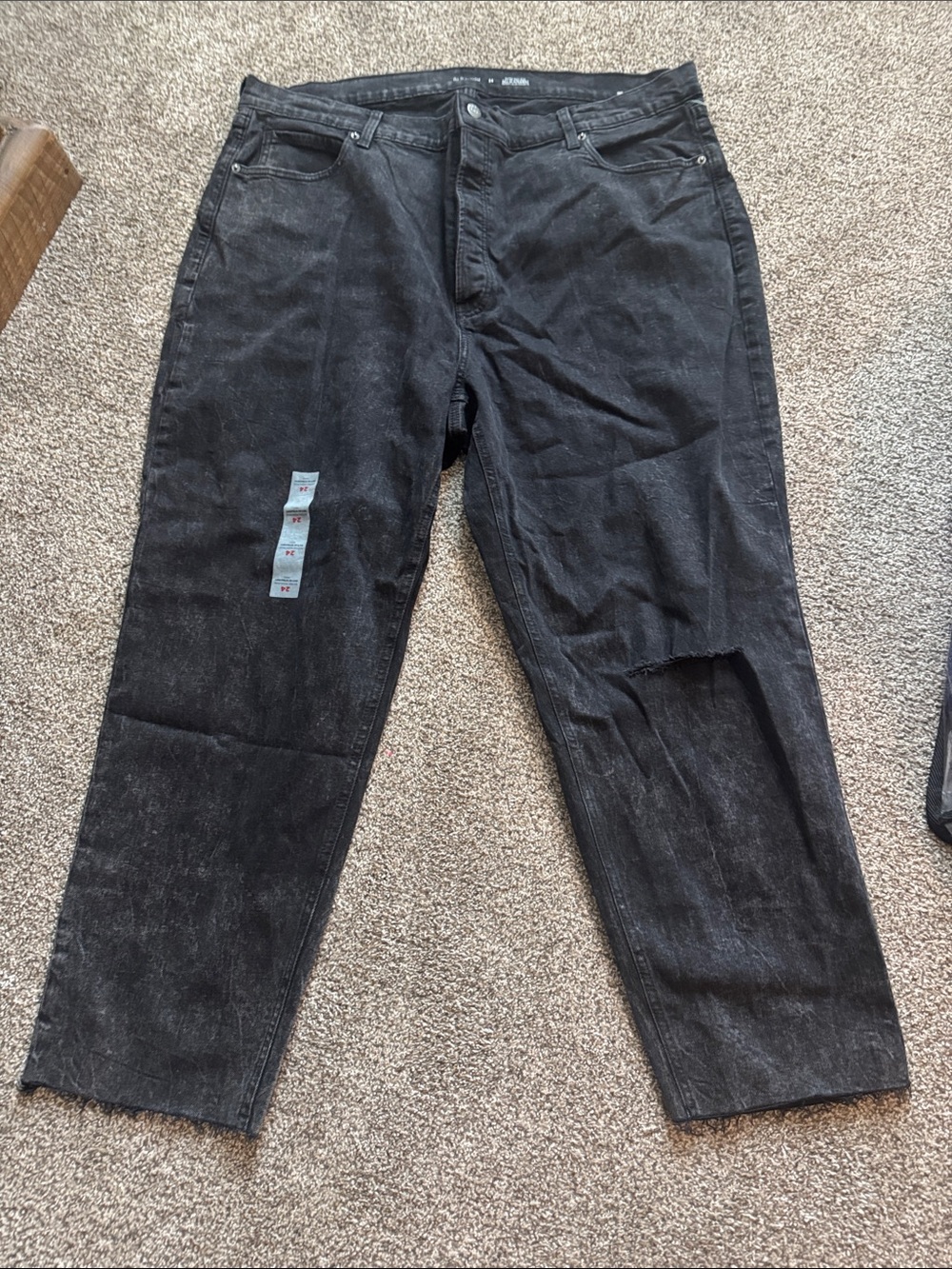 Old Navy Women's Black Straight-Leg Pants with Fringed accents
